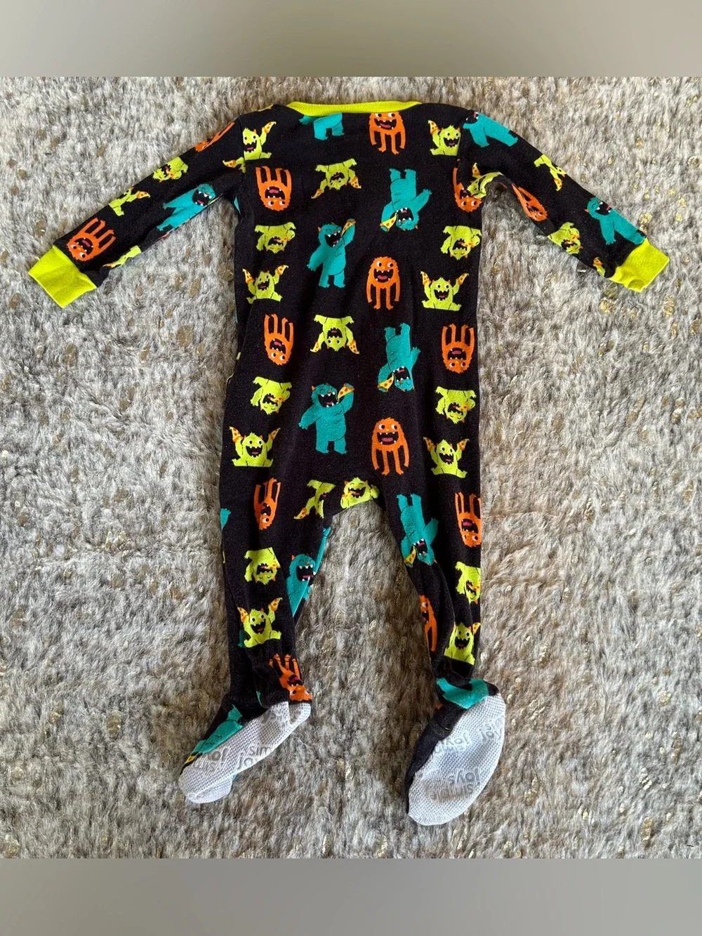 5 for $25🔥Simple Joys Monster Print Footie Pajama Jumpsuit Baby 6-9‎ Months